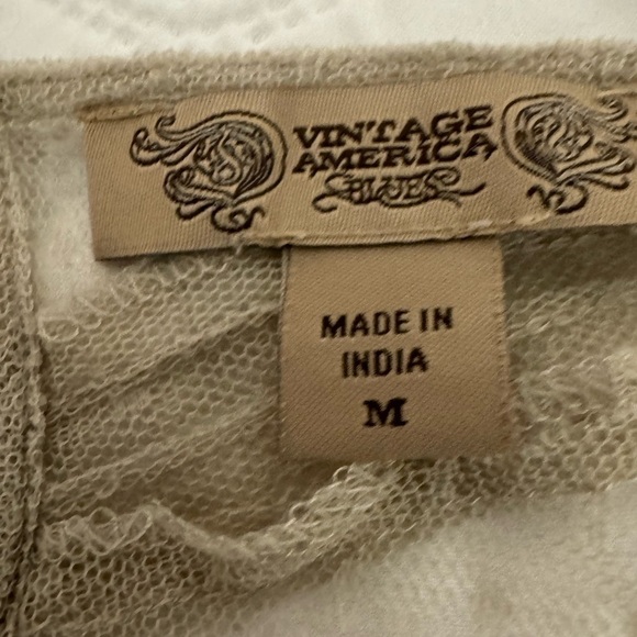 Vintage America sleeveless tan blouse lace & cotton boho size medium - Picture 5 of 8